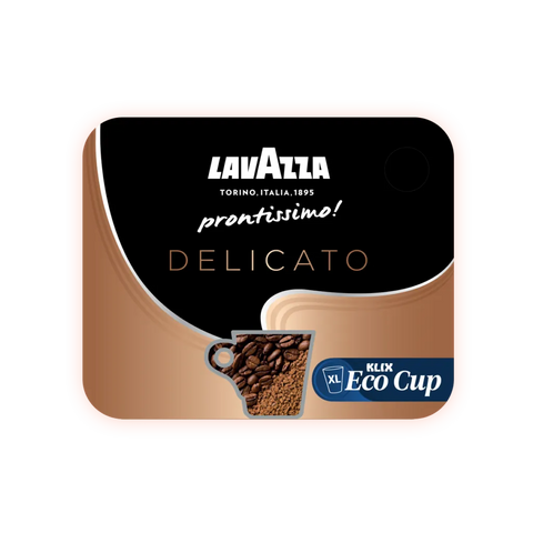 Klix Lavazza Prontissimo Delicato Eco Cups For Lavazza Professional Klix Office Coffee Machines with coffee beans image on cup 